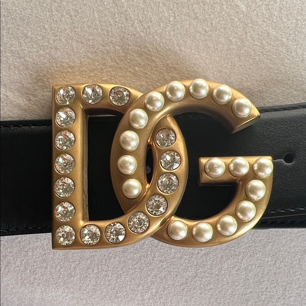 Dolce & Gabbana Black Belt with Gold Embellished Buckle - Picture 5 of 5